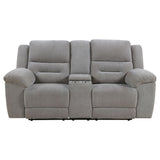 Gilson Reclining Sofa, Console Loveseat & Glider Recliner - Grey Chenille with Pillow Top Arms, Manual Recline – view 20