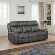 Raelynn Wall-Hugger Reclining Sofa, Loveseat & Recliner - Grey Leatherette with Vertical Topstitching – view 1