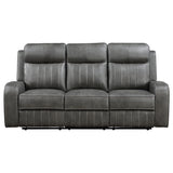 Raelynn Wall-Hugger Reclining Sofa, Loveseat & Recliner - Grey Leatherette with Vertical Topstitching – view 10