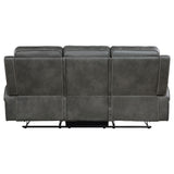Raelynn Wall-Hugger Reclining Sofa, Loveseat & Recliner - Grey Leatherette with Vertical Topstitching – view 12