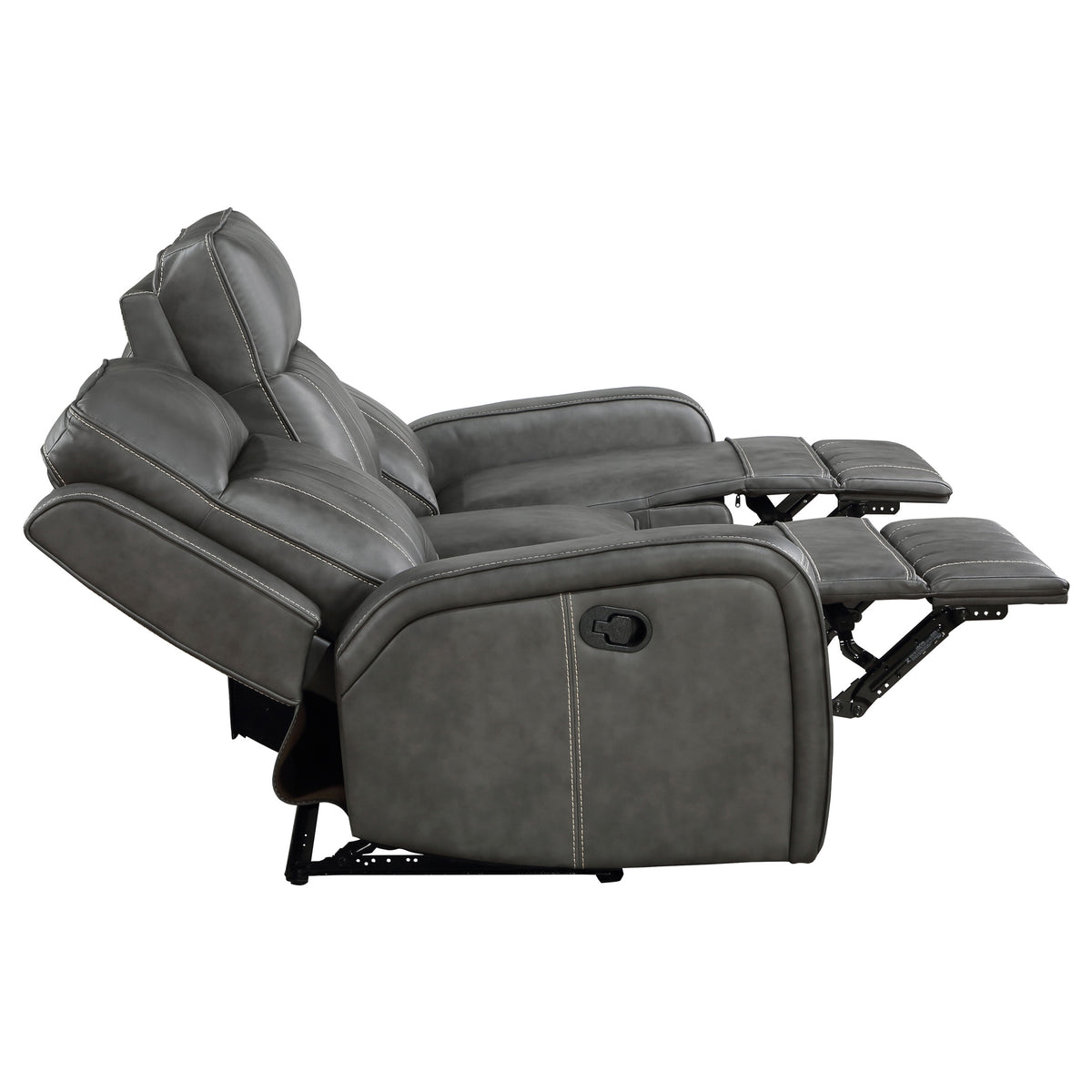 Raelynn Wall-Hugger Reclining Sofa, Loveseat & Recliner - Grey Leatherette with Vertical Topstitching – view 13