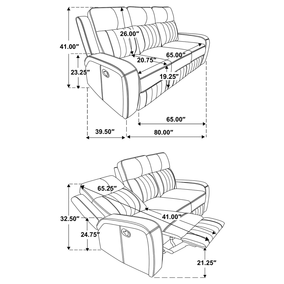 Raelynn Wall-Hugger Reclining Sofa, Loveseat & Recliner - Grey Leatherette with Vertical Topstitching – view 16