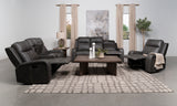 Raelynn Wall-Hugger Reclining Sofa, Loveseat & Recliner - Grey Leatherette with Vertical Topstitching – view 18
