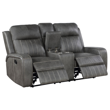 Raelynn Wall-Hugger Reclining Sofa, Loveseat & Recliner - Grey Leatherette with Vertical Topstitching – view 19