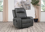 Raelynn Power Lift Recliner - Grey Faux Leather with Track Arms, Remote & Side Pocket – view 1