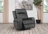 Raelynn Power Lift Recliner - Grey Faux Leather with Track Arms, Remote & Side Pocket – view 3