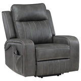 Raelynn Power Lift Recliner - Grey Faux Leather with Track Arms, Remote & Side Pocket – view 5