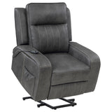 Raelynn Power Lift Recliner - Grey Faux Leather with Track Arms, Remote & Side Pocket – view 6