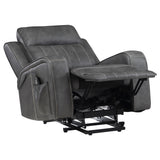 Raelynn Power Lift Recliner - Grey Faux Leather with Track Arms, Remote & Side Pocket – view 7