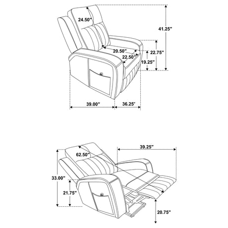Raelynn Power Lift Recliner - Grey Faux Leather with Track Arms, Remote & Side Pocket – view 10