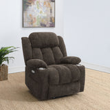 Houston Power Lift Recliner Chair with USB Port - Dark Brown Chenille with Pillowtop Arms – view 1