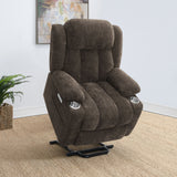 Houston Power Lift Recliner Chair with USB Port - Dark Brown Chenille with Pillowtop Arms – view 4
