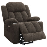 Houston Power Lift Recliner Chair with USB Port - Dark Brown Chenille with Pillowtop Arms – view 5