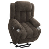 Houston Power Lift Recliner Chair with USB Port - Dark Brown Chenille with Pillowtop Arms – view 6