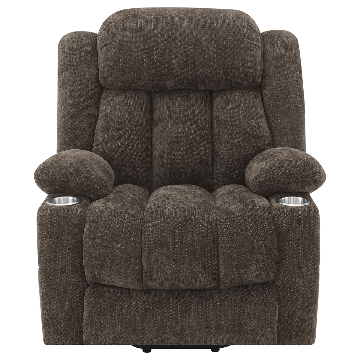 Houston Power Lift Recliner Chair with USB Port - Dark Brown Chenille with Pillowtop Arms – view 7