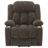 Houston Power Lift Recliner Chair with USB Port - Dark Brown Chenille with Pillowtop Arms – view 7