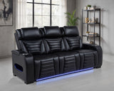 Zuma Dual Power Reclining Sofa, Loveseat & Recliner - Black Leatherette with USB, LED Under Glow & Bluetooth – view 1