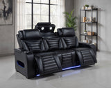 Zuma Dual Power Reclining Sofa, Loveseat & Recliner - Black Leatherette with USB, LED Under Glow & Bluetooth – view 7