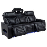 Zuma Dual Power Reclining Sofa, Loveseat & Recliner - Black Leatherette with USB, LED Under Glow & Bluetooth – view 8