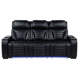 Zuma Dual Power Reclining Sofa, Loveseat & Recliner - Black Leatherette with USB, LED Under Glow & Bluetooth – view 9