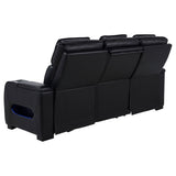 Zuma Dual Power Reclining Sofa, Loveseat & Recliner - Black Leatherette with USB, LED Under Glow & Bluetooth – view 10