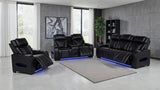 Zuma Dual Power Reclining Sofa, Loveseat & Recliner - Black Leatherette with USB, LED Under Glow & Bluetooth – view 15