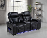 Zuma Dual Power Reclining Sofa, Loveseat & Recliner - Black Leatherette with USB, LED Under Glow & Bluetooth – view 16