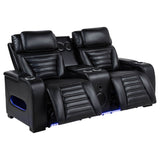 Zuma Dual Power Reclining Sofa, Loveseat & Recliner - Black Leatherette with USB, LED Under Glow & Bluetooth – view 18