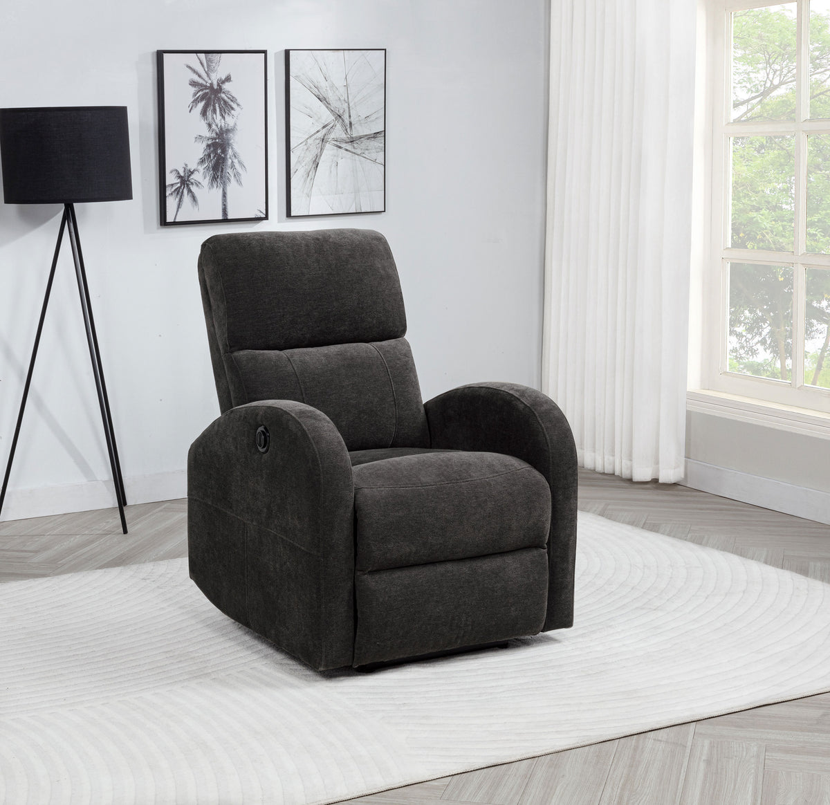Grant Compact Power Recliner - Charcoal Grey Fabric with Lay-Flat Recline & Pocket Coil Seat – view 1