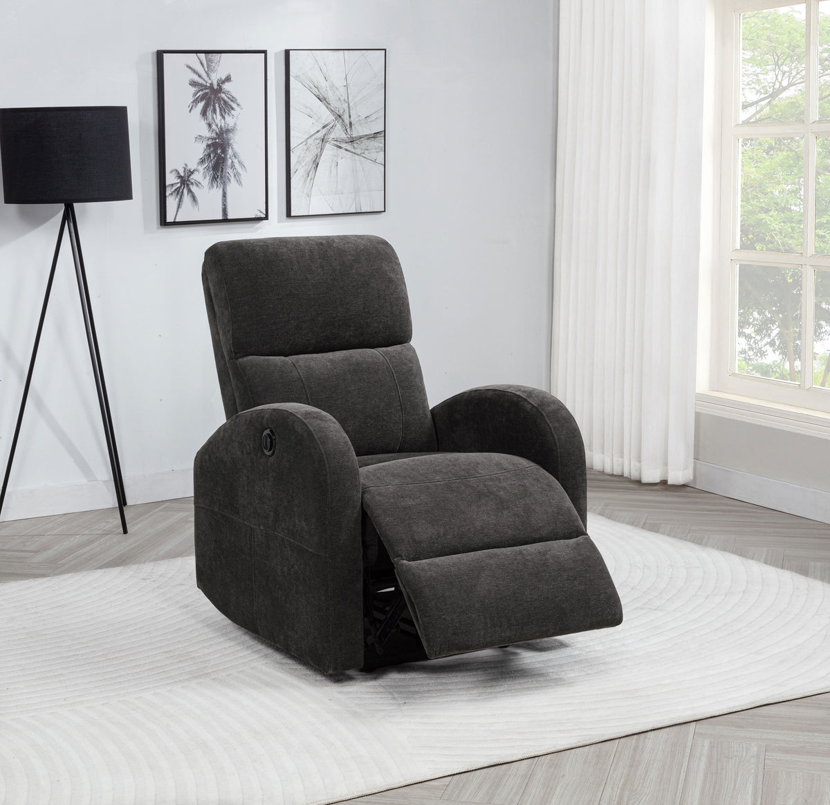 Grant Compact Power Recliner - Charcoal Grey Fabric with Lay-Flat Recline & Pocket Coil Seat – view 3