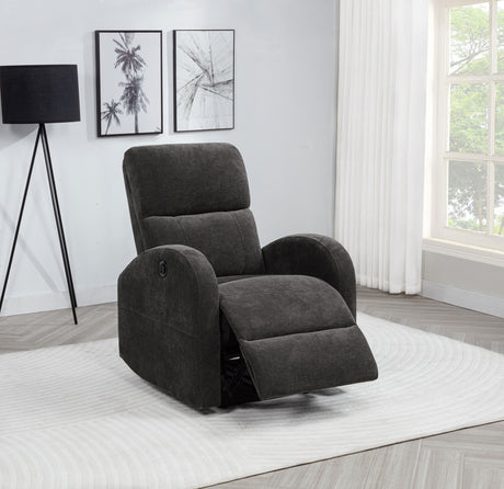 Grant Compact Power Recliner - Charcoal Grey Fabric with Lay-Flat Recline & Pocket Coil Seat – view 3