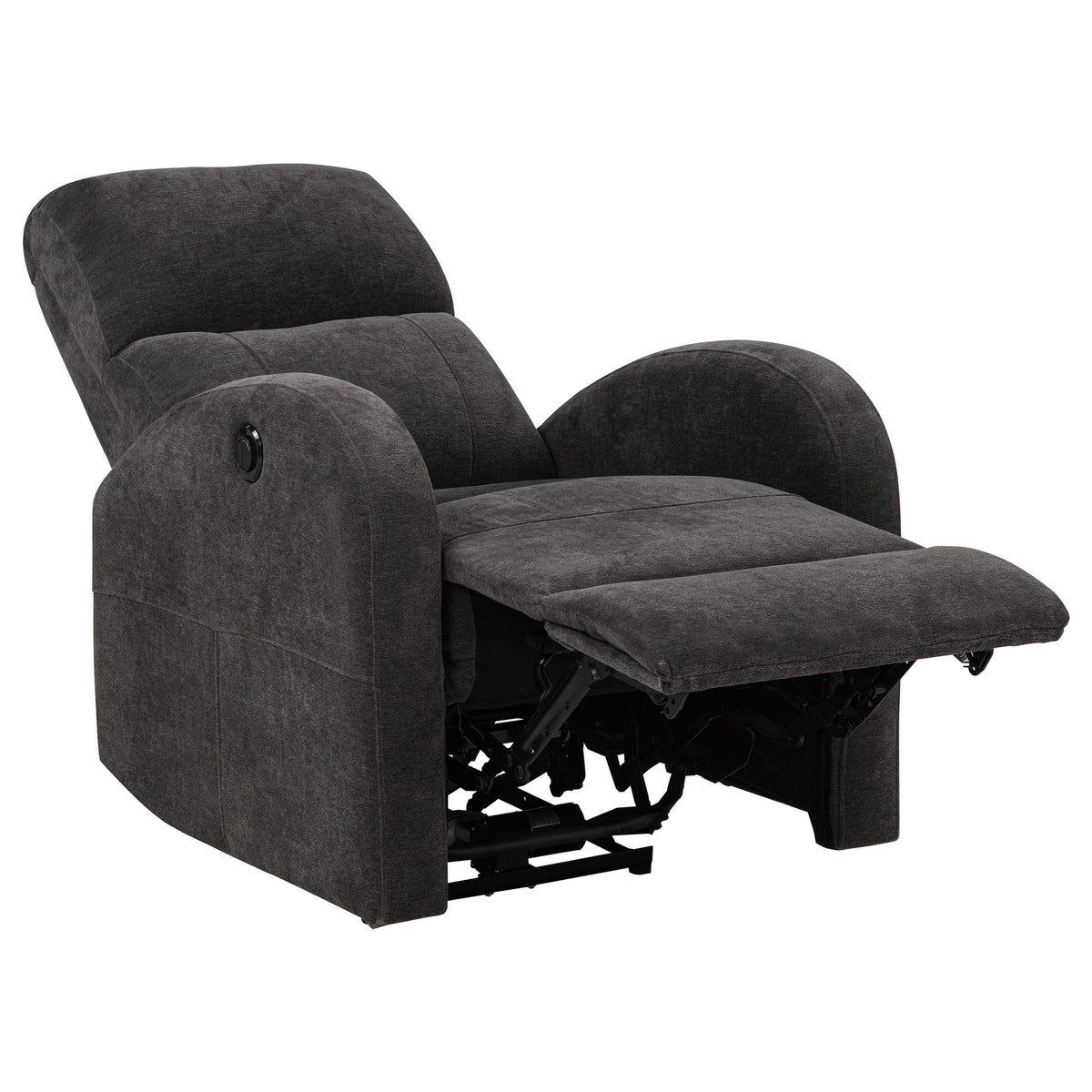 Grant Compact Power Recliner - Charcoal Grey Fabric with Lay-Flat Recline & Pocket Coil Seat – view 5