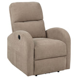 Grant Compact Power Recliner Chair - Camel Fabric with Lay-Flat Recline & Topstitch Detailing – view 4
