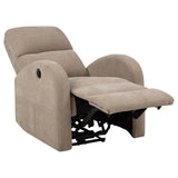 Grant Compact Power Recliner Chair - Camel Fabric with Lay-Flat Recline & Topstitch Detailing – view 5