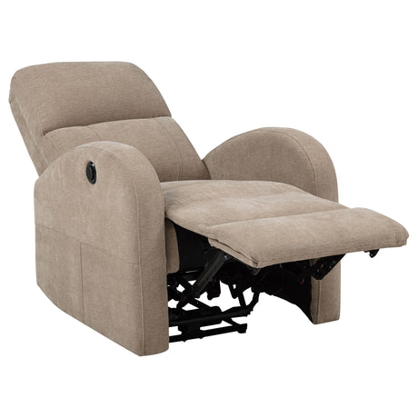 Grant Compact Power Recliner Chair - Camel Fabric with Lay-Flat Recline & Topstitch Detailing – view 5