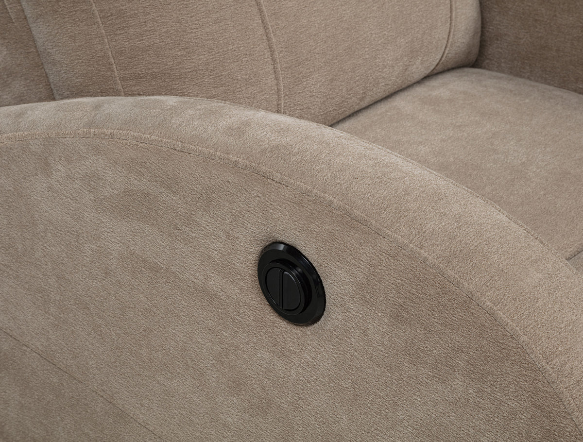 Grant Compact Power Recliner Chair - Camel Fabric with Lay-Flat Recline & Topstitch Detailing – view 9