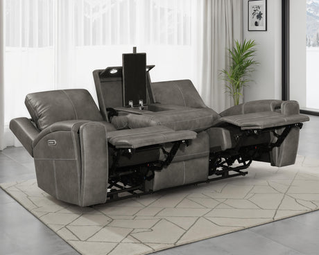 Brickston Triple Power Reclining Sofa, Loveseat & Swivel Glider Recliner - Power Reclining Sofa