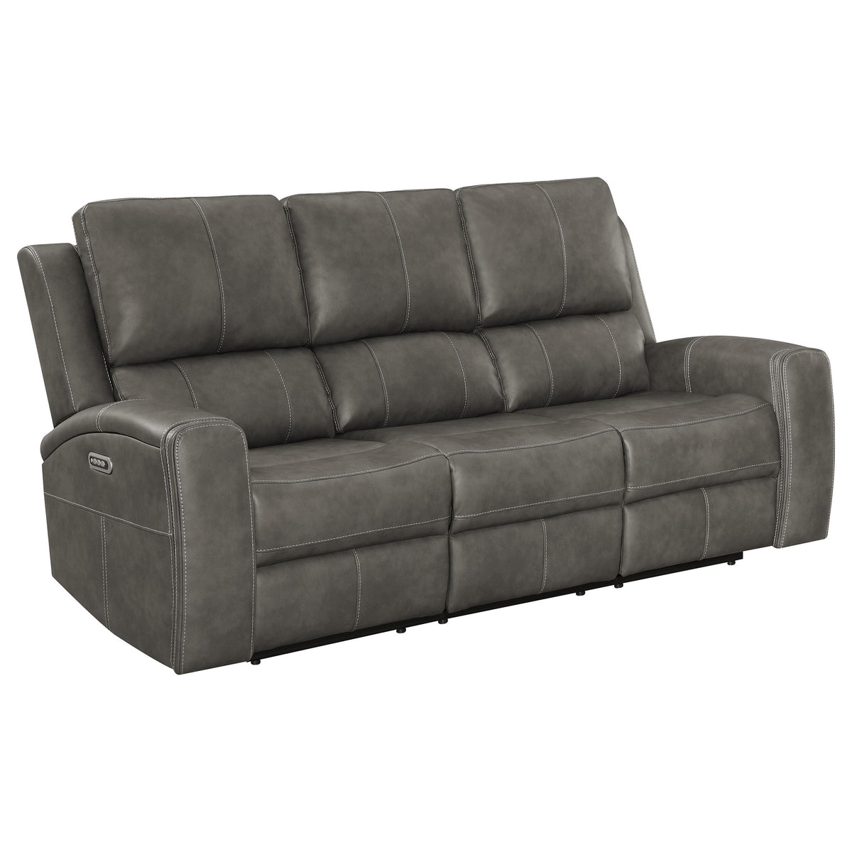 Brickston Triple Power Reclining Sofa, Loveseat & Swivel Glider Recliner - Charcoal Leatherette with USB Ports – view 7