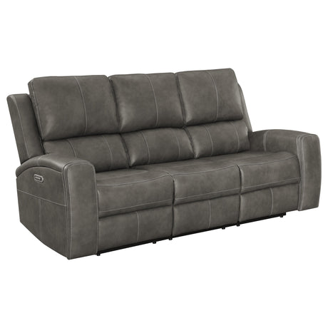 Brickston Triple Power Reclining Sofa, Loveseat & Swivel Glider Recliner - Charcoal Leatherette with USB Ports – view 7