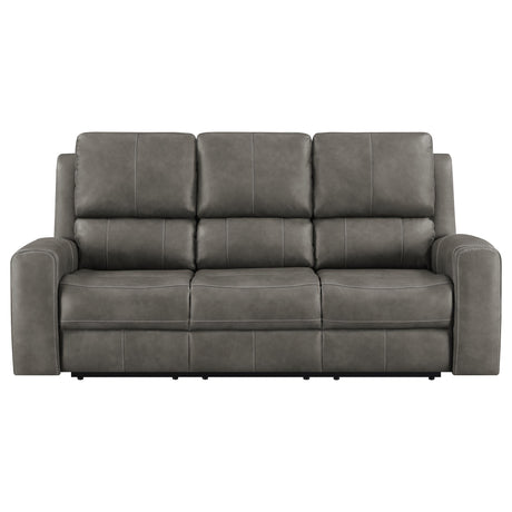 Brickston Triple Power Reclining Sofa, Loveseat & Swivel Glider Recliner - Charcoal Leatherette with USB Ports – view 9