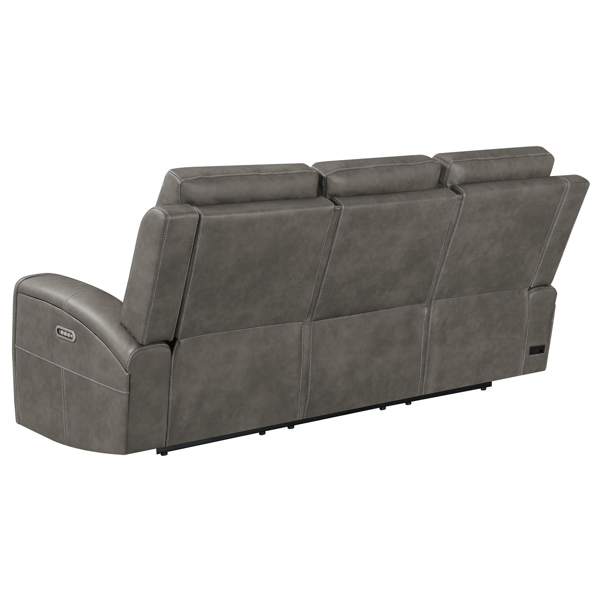 Brickston Triple Power Reclining Sofa, Loveseat & Swivel Glider Recliner - Charcoal Leatherette with USB Ports – view 10