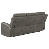 Brickston Triple Power Reclining Sofa, Loveseat & Swivel Glider Recliner - Charcoal Leatherette with USB Ports – view 10