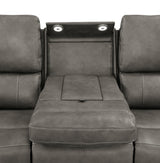 Brickston Triple Power Reclining Sofa, Loveseat & Swivel Glider Recliner - Charcoal Leatherette with USB Ports – view 12