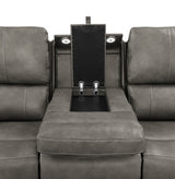 Brickston Triple Power Reclining Sofa, Loveseat & Swivel Glider Recliner - Charcoal Leatherette with USB Ports – view 13