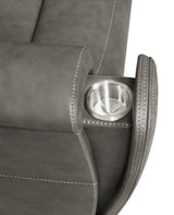 Brickston Triple Power Reclining Sofa, Loveseat & Swivel Glider Recliner - Charcoal Leatherette with USB Ports – view 15
