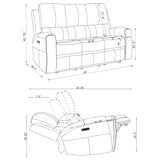 Brickston Triple Power Reclining Sofa, Loveseat & Swivel Glider Recliner - Charcoal Leatherette with USB Ports – view 18