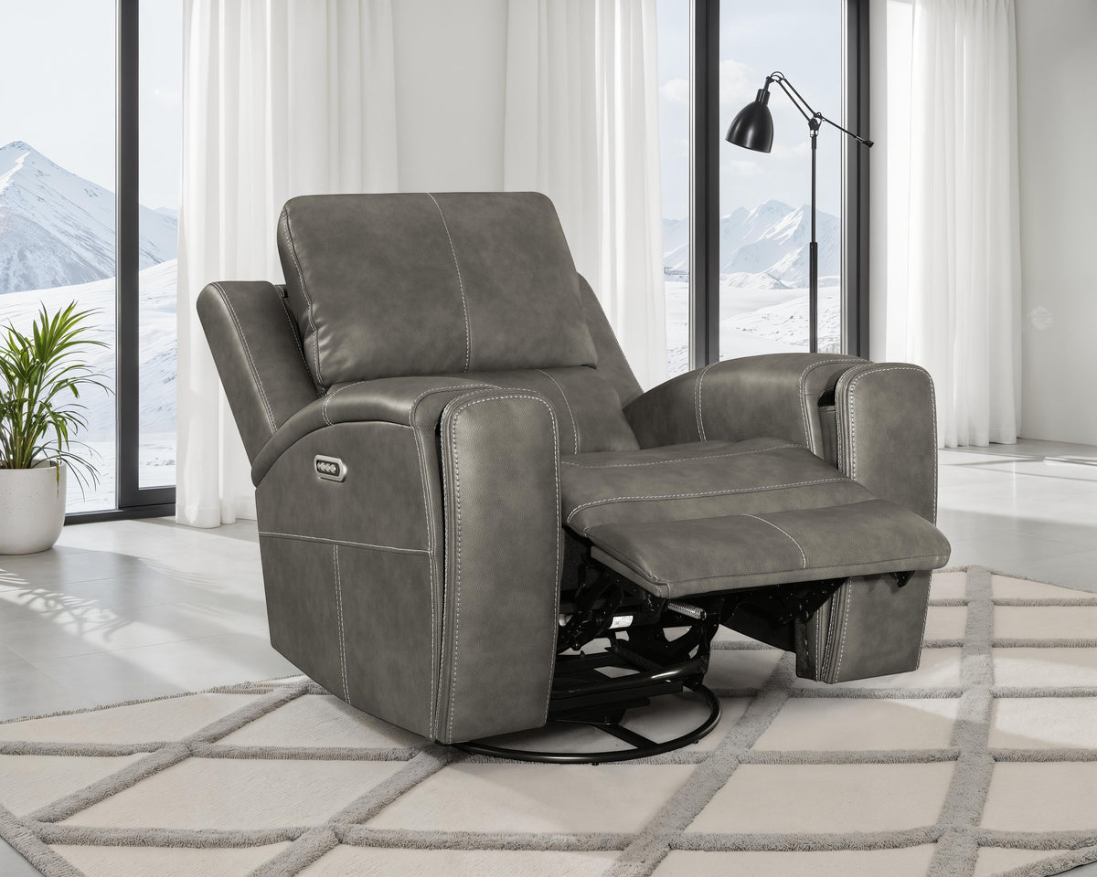 Brickston Triple Power Reclining Sofa, Loveseat & Swivel Glider Recliner - Power Swivel Glider Recliner