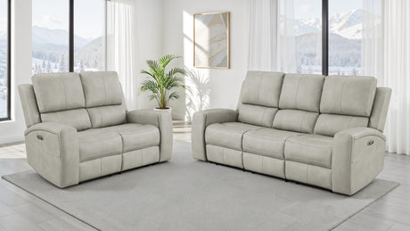 Brickston Triple Power Reclining Sofa, Loveseat & Swivel Glider Recliner - 2pcs- Sofa + Loveseat