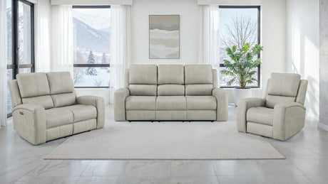 Brickston Triple Power Reclining Sofa, Loveseat & Swivel Glider Recliner - 3pcs- Sofa + Loveseat + Recliner