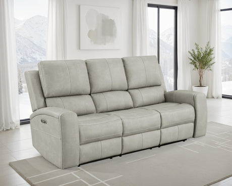 Brickston Triple Power Reclining Sofa, Loveseat & Swivel Glider Recliner - Zero Gravity Grey Leatherette – view 1